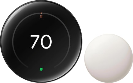 Google Nest Nest Learning Thermostat (4th gen) includes Nest Temperature Sensor (2nd gen) - Polished Obsidian