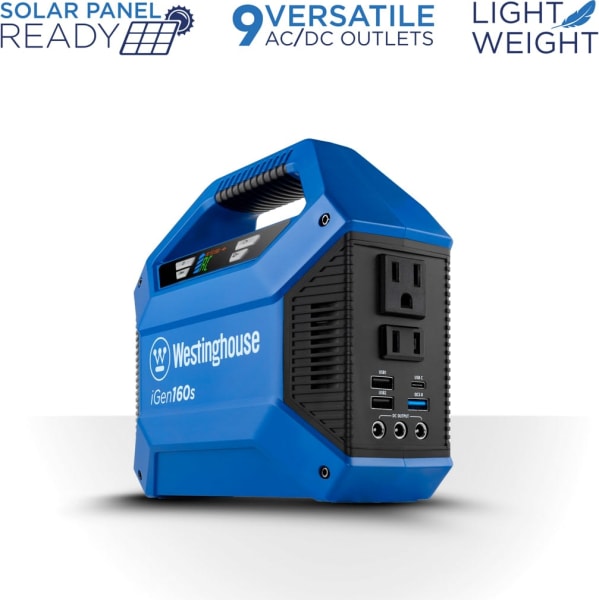 Westinghouse iGen160s 100/150-Watt Lithium-Ion Portable Power Station with Power Inverter, LED Display, and Flashlight